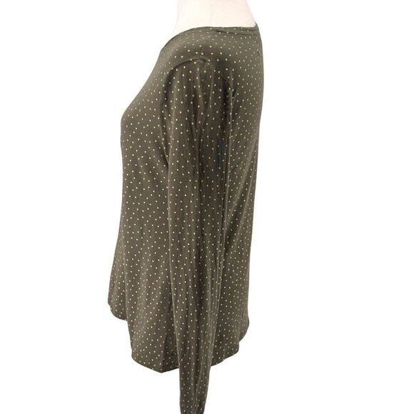 Boden Womens Long Sleeve Olive Green Polka Dot Top Size S EUC Stylish & Comfy - Picture 8 of 11